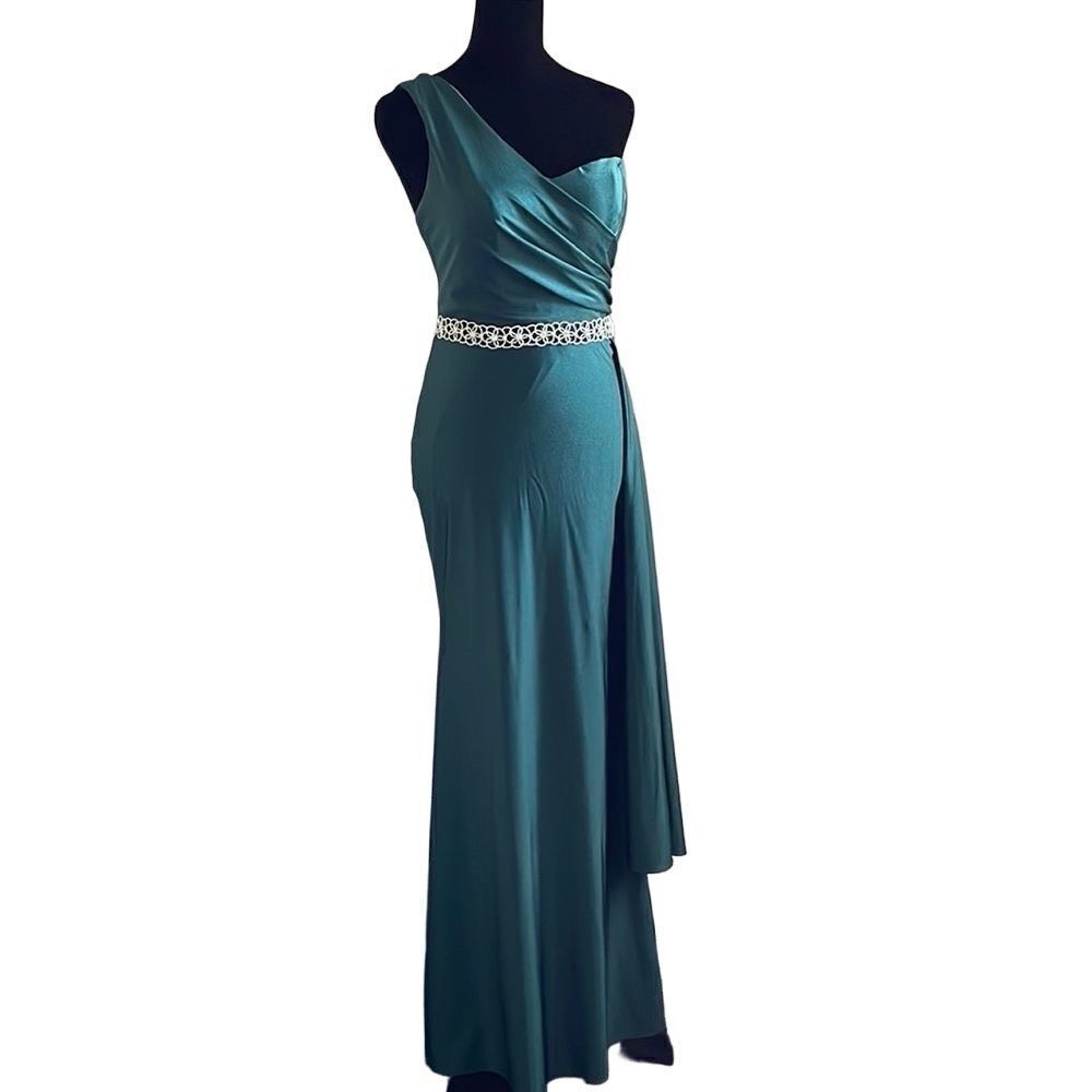 Amelia Coutore Emerald Green Formal/Prom Dress Size 4 one shoulder